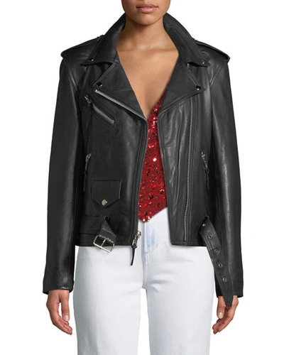Laurie Lee Leathers Not The Boss Of Me Leather Moto Jacket In Black