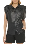 Dkny Roll-tab Blouse In Black