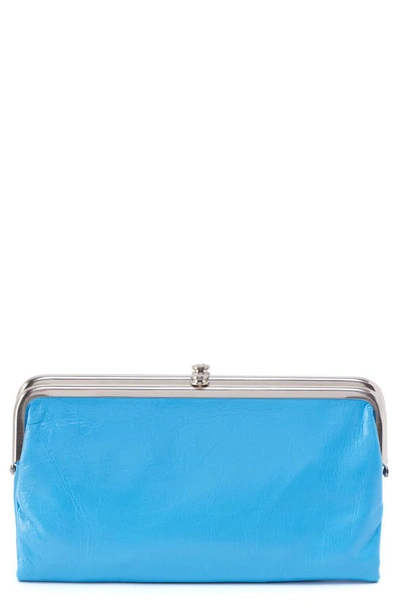 Hobo Lauren Leather Double Frame Clutch In Tranquil Blue