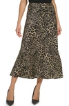 Dkny Ruched Print Satin Maxi Skirt In Multi