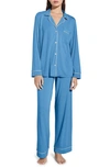 Eberjey Gisele Jersey Knit Pajamas In Azure/ Ivory