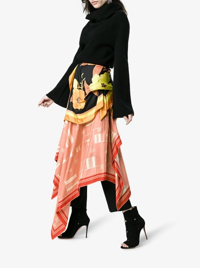 DRIES VAN NOTEN Silk Scarf Belt コレクション Dries Van Noten Printed Silk Scarf Belt Skirt In Yellow & Orange