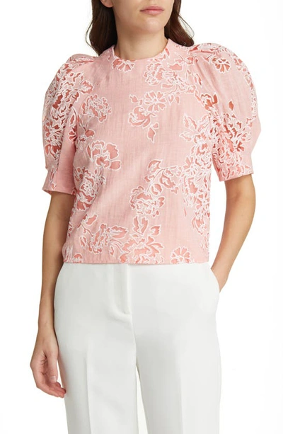 Ted Baker Meliha Puff Sleeve Boxy Top In Coral