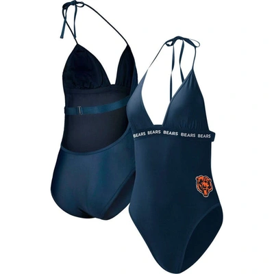 G-iii 4her By Carl Banks Navy Chicago Bears Full Count One-piece Swimsuit