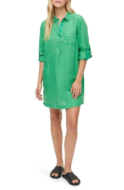 Michael Stars Eleanor Linen Shirtdress In Pool