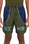 Nike Kids' Sportswear Woven Shorts In Khaki/ Navy/ Baltic Blue