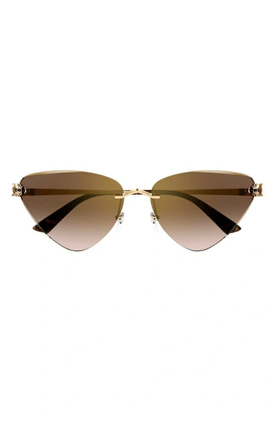 Cartier Women's Panthère Classic 24k Gold-plated Cat Eye Sunglasses In Gold Brown