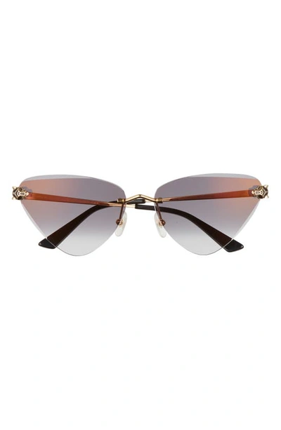 Cartier Women's Panthère Classic 24k Gold-plated Cat Eye Sunglasses In Gold Black