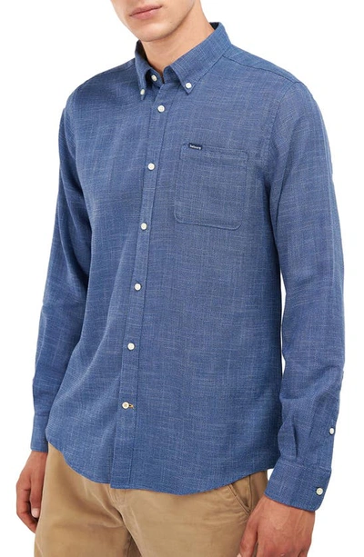 Barbour Ramport Tailored Fit Solid Button-down Shirt In Denim Blue