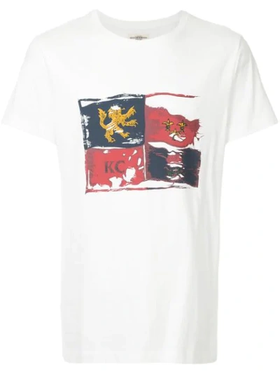 Kent & Curwen Distressed Flag Print T-shirt In White