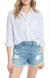 Rails Charli Button-down Linen-blend Shirt In Mini Palms On Royal Stripe