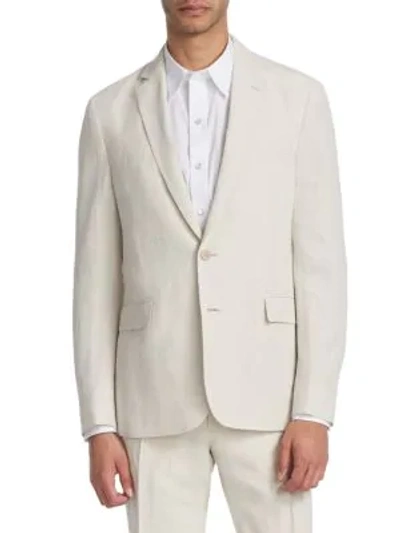 Ralph Lauren Linen-silk Slub Two-button Jacket In Light Brun