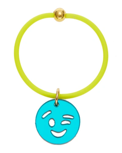 Colette Malouf Reflective Moji Ponytail Holder In Turquoise