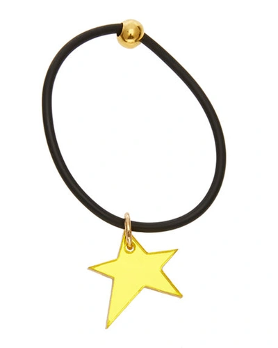 Colette Malouf Reflective Moji Ponytail Holder In Yellow
