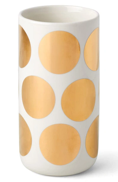 Kate Spade On The Dot Tall Gold-tone Dot Vase In White