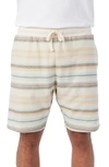 O'neill Bavaro Stripe Cotton Blend Drawstring Shorts In Cream