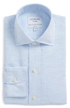Ledbury Edmunton Slim Fit Linen & Cotton Dress Shirt In Blue