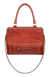 Givenchy 'medium Pepe Pandora' Leather Satchel - Red In Mahogany