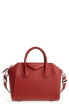 Givenchy 'small Antigona' Leather Satchel - Red In Mahogany