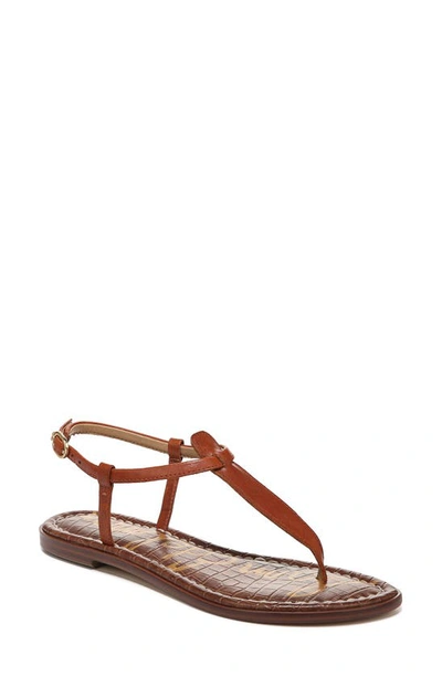 Sam Edelman Women's Gigi T-strap Flat Sandals Women's Shoes In Kona Brown Leather