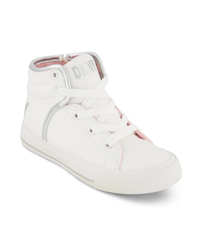 Dkny Little Girls Fashion Athletic High Top Sneakers In White