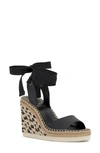 Vince Camuto Women's Bendsen Ankle Wrap Wedge Sandals Women's Shoes In Black/natural