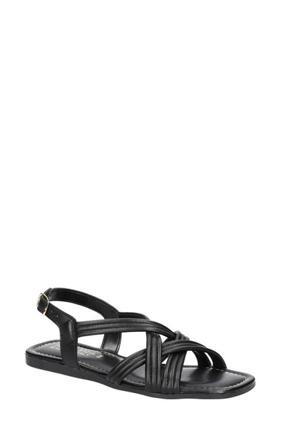 Bella Vita Ilo Italy Womens Leather Slingback Flatform Sandals In Black Leather