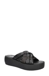 Bella Vita Ned-italy Womens Leather Slip On Platform Sandals In Black Leather
