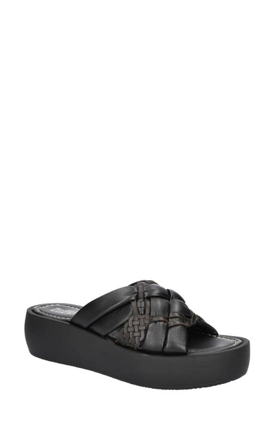 Bella Vita Ned-italy Womens Leather Slip On Platform Sandals In Black Leather
