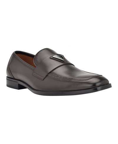 Guess Men's Hemmer Square Toe Slip On Dress Loafers Men's Shoes In Dark Brown
