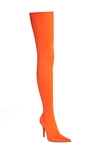 Jeffrey Campbell Gamora Thigh High Boot In Orange Lycra