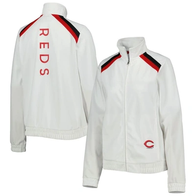 G-iii 4her By Carl Banks White Cincinnati Reds Red Flag Full-zip Track Jacket
