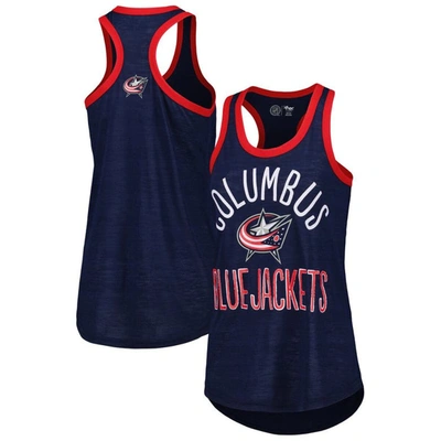 G-iii 4her By Carl Banks Navy Columbus Blue Jackets First Base Racerback Scoop Neck Tank Top