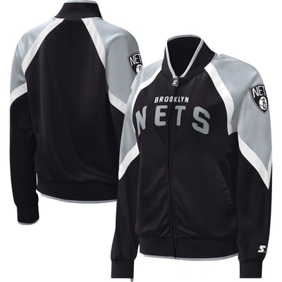 Starter Black Brooklyn Nets Slam Dunk Raglan Full-zip Track Jacket