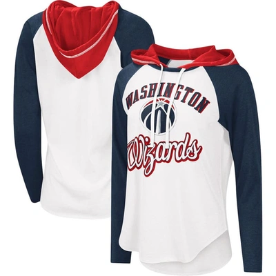 G-iii 4her By Carl Banks White Washington Wizards Mvp Raglan Hoodie Long Sleeve T-shirt