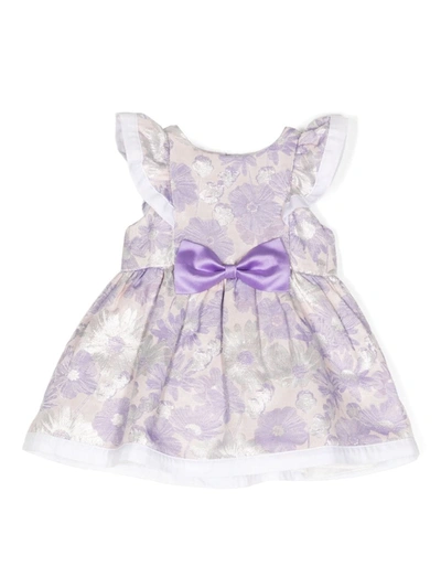 Hucklebones London Baby Girls Lilac Floral Jacquard Dress In Purple