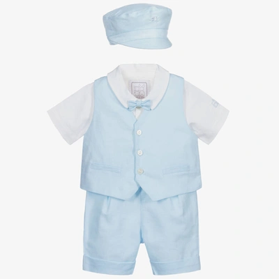 Emile Et Rose Boys Blue Linen Baby Shorts Set