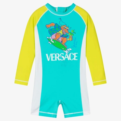Versace Babies' Boys Green Crocodile Sun Suit