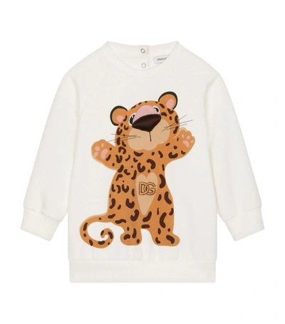 Dolce & Gabbana Girls Ivory Cotton Leopard Sweatshirt