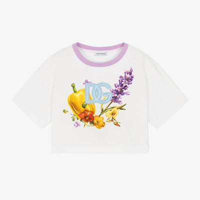 Dolce & Gabbana Babies' Girls White Cotton Vegetable T-shirt