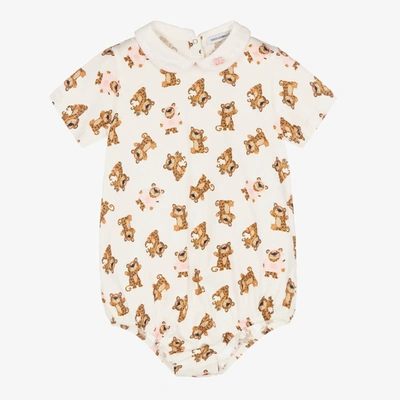 Dolce & Gabbana Babies' Girls Ivory Cotton Jersey Leopard Bodysuit