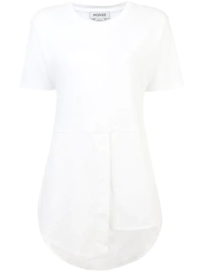 Monse Crewneck Short-sleeve Cotton Shirttail Tee In White