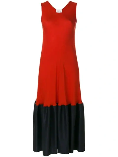 Maison Margiela Two-tone Silk Dress In Red