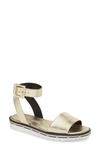 Charles David Shimmy Ankle-strap Platform Leather Sandals In Gold