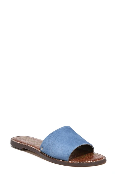 Sam Edelman Gio Slide Sandal In Denim Blue Suede