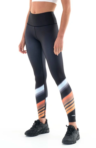 P.e Nation Womens Black Wave Form Gradient-trim Stretch-recycled Polyester Leggings