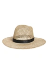 Allsaints Womens Natural Suvi Woven-pattern Straw Fedora In Brown