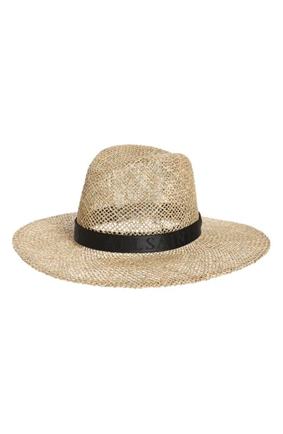 Allsaints Womens Natural Suvi Woven-pattern Straw Fedora In Brown