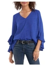 Vince Camuto Flutter Sleeve Crossover Top In Twilight Blue