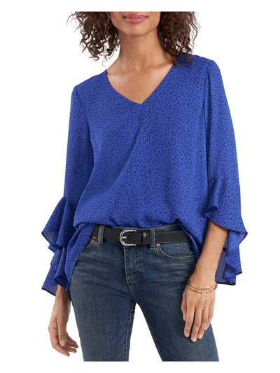 Vince Camuto Flutter Sleeve Crossover Top In Twilight Blue